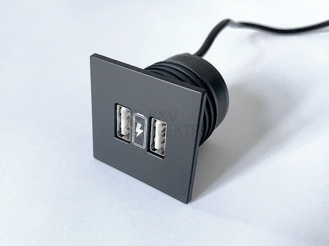 Obrázek produktu  Nabíječka USB do nábytku VersaPICK 06029P00006 2xUSB 5V 2,1A matná černá 0