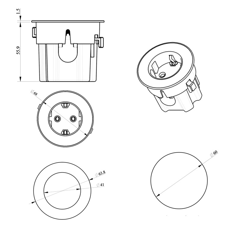 Vestavná zásuvka VersaDOT 06030E00007 1x230V nerez/bílá/černá