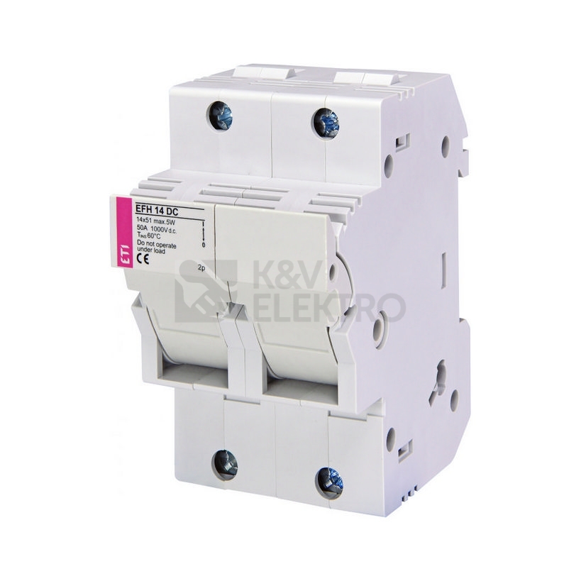 Obrázek produktu Pojistkový odpínač ETI EFH 14 DC 2P 1000VDC 50A pro válcové pojistky 14x51 gPV 002560203 0