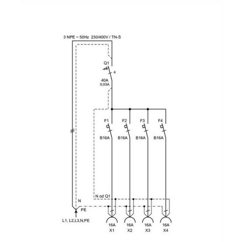 Zásuvková skříň nástěnná SC 31 309 E.02 jištěná s chráničem