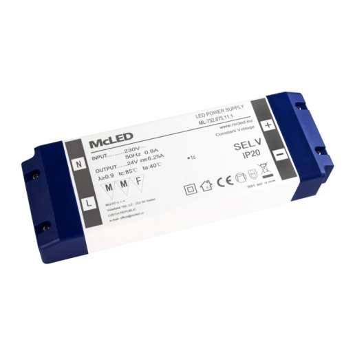 Nábytkový LED napájecí zdroj McLED 24VDC 150W 6,25A ML-732.075.11.1 (obrázek 3)