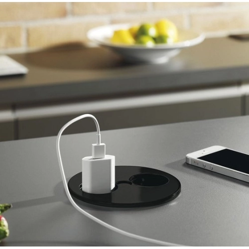 Stolní zásuvka BACHMANN Twist 931.132 230V + USB nabíječka matná černá (obrázek 3)