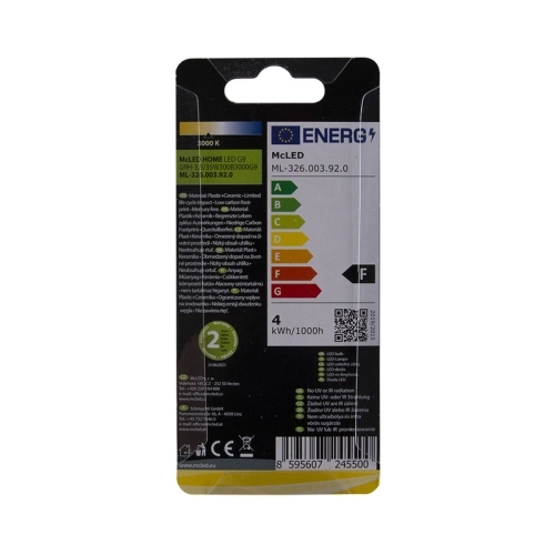 LED žárovka G9 McLED 3,5W (35W) teplá bílá (3000K) ML-326.003.92.0 (obrázek 6)