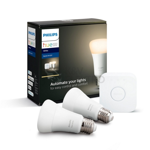  Philips Hue BT LED žárovka E27 9W teplá bílá 2ks + bridge / chytrá LED žárovka / 806 lm / 2700 K / stmívatelná (