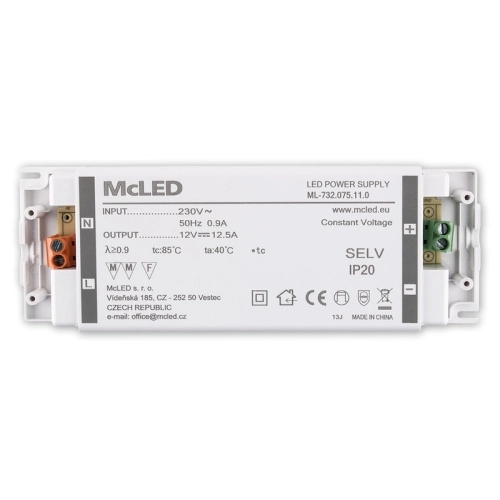 Nábytkový LED napájecí zdroj McLED 12VDC 150W 12,5A ML-732.075.11.0 (obrázek 8)