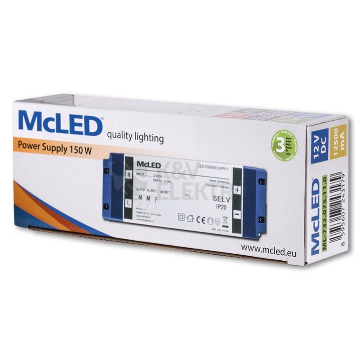 Obrázek produktu Nábytkový LED napájecí zdroj McLED 12VDC 150W 12,5A ML-732.075.11.0 6