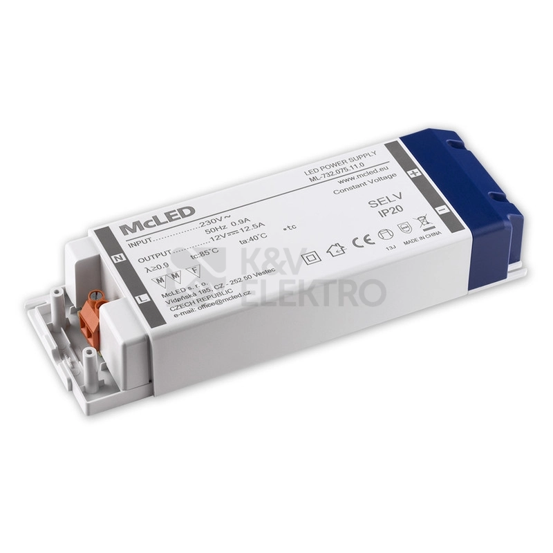 Obrázek produktu Nábytkový LED napájecí zdroj McLED 12VDC 150W 12,5A ML-732.075.11.0 4