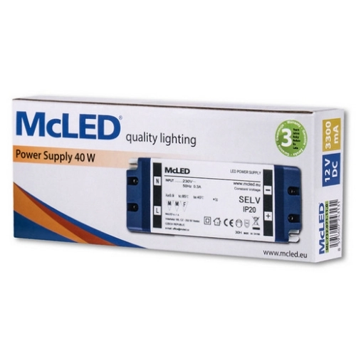 Nábytkový LED napájecí zdroj McLED 12VDC 40W 3,3A ML-732.071.11.0 (obrázek 3)