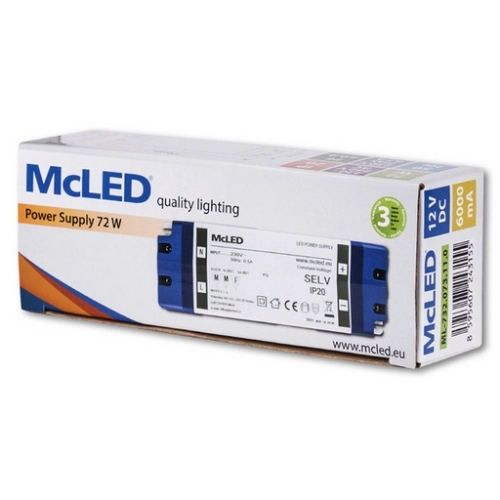Nábytkový LED napájecí zdroj McLED 12VDC 72W 6A ML-732.073.11.0 (obrázek 5)