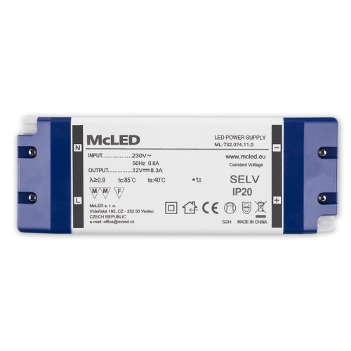 Nábytkový LED napájecí zdroj McLED 12VDC 100W 8,3A ML-732.074.11.0 (obrázek 5)