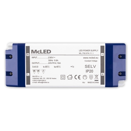 Nábytkový LED napájecí zdroj McLED 24VDC 100W 4,16A ML-732.074.11.1 (obrázek 6)
