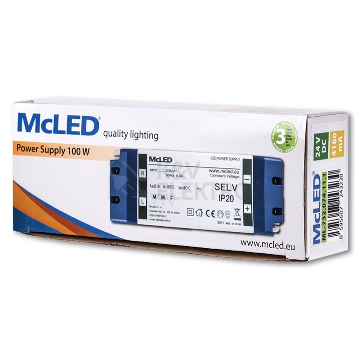 Obrázek produktu Nábytkový LED napájecí zdroj McLED 24VDC 100W 4,16A ML-732.074.11.1 6