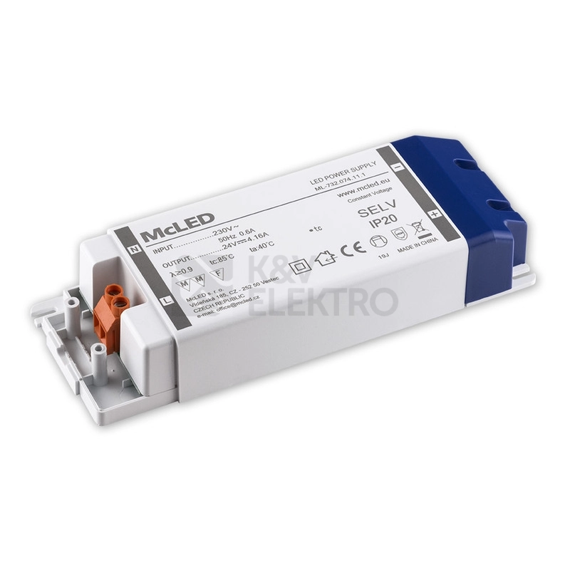 Obrázek produktu Nábytkový LED napájecí zdroj McLED 24VDC 100W 4,16A ML-732.074.11.1 4