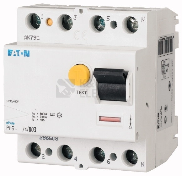 Obrázek produktu Proudový chránič EATON PF6-40/4/003 40A 30mA A 112933 0