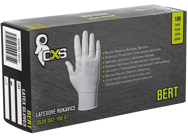 Obrázek produktu  Jednorázové latexové rukavice BERT LATEX 10/XL 100ks
 1