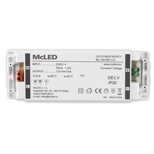 Nábytkový LED napájecí zdroj McLED 12VDC 180W 15A ML-732.076.11.0 (obrázek 8)
