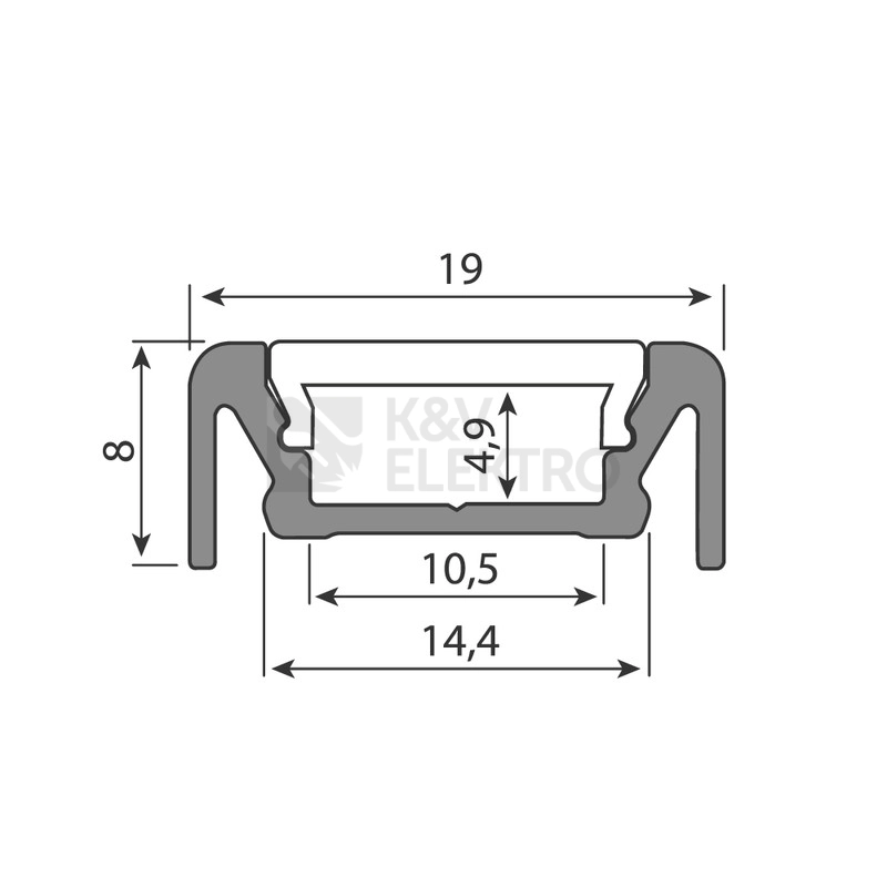 Obrázek produktu Přisazený hliníkový profil McLED PE 19x8mm s mléčným difuzorem 2m ML-761.095.02.2 1