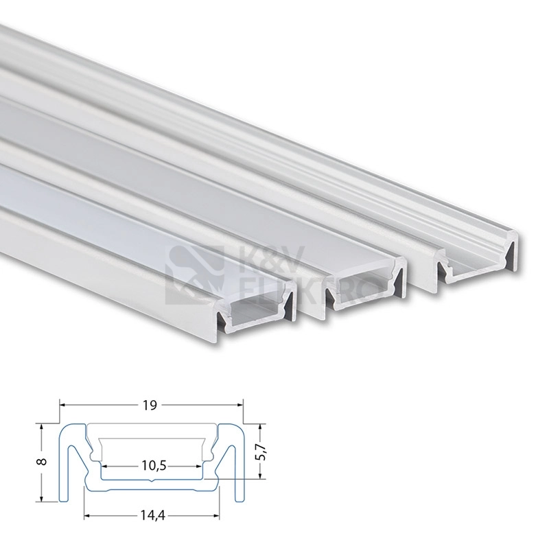 Obrázek produktu Přisazený hliníkový profil McLED PE 19x8mm s mléčným difuzorem 2m ML-761.095.02.2 3