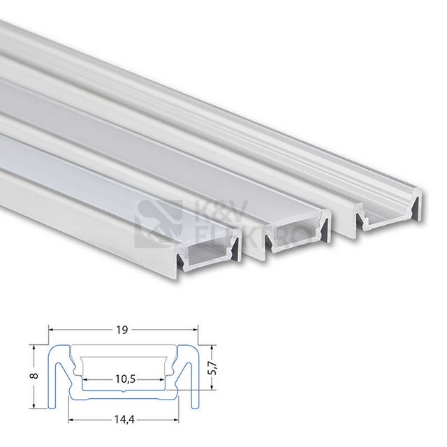 Obrázek produktu Přisazený hliníkový profil McLED PE 19x8mm s mléčným difuzorem 2m ML-761.095.02.2 4