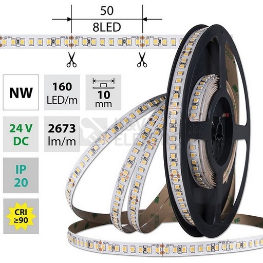 Obrázek produktu LED pásek McLED 24V neutrální bílá CRI90 š=10mm IP20 19,2W/m 160LED/m SMD2835 ML-126.887.60.2 0