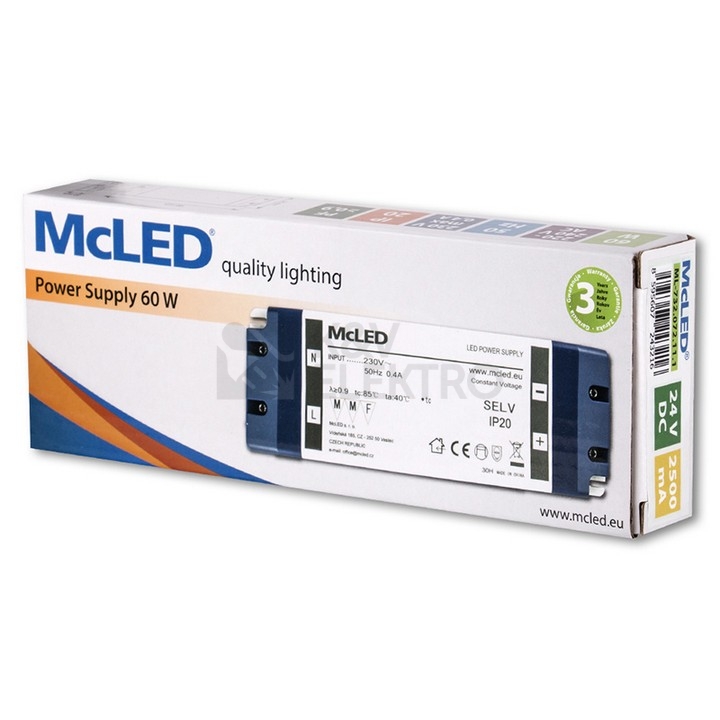 Obrázek produktu Nábytkový LED napájecí zdroj McLED 24VDC 60W 2,5A ML-732.072.11.1 6