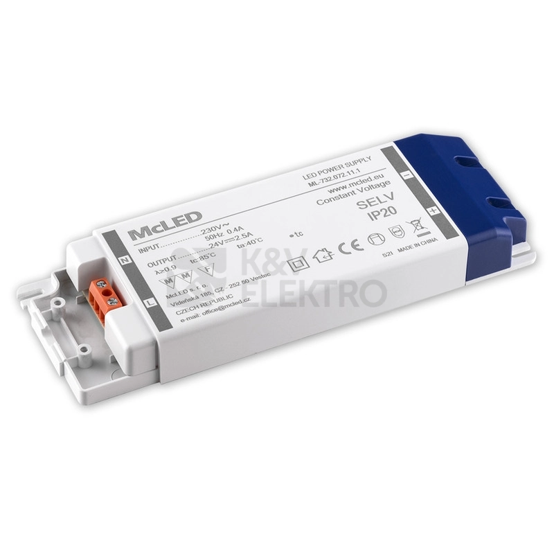 Obrázek produktu Nábytkový LED napájecí zdroj McLED 24VDC 60W 2,5A ML-732.072.11.1 4