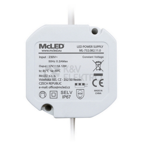  Napájecí zdroj McLED ML-732.082.11.0 12W 12VDC IP67