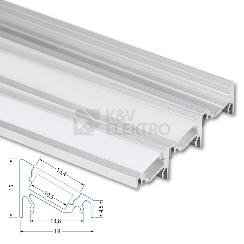 Obrázek produktu Rohový hliníkový profil McLED RN 19x15mm s mléčným difuzorem 2m ML-761.092.02.2 1