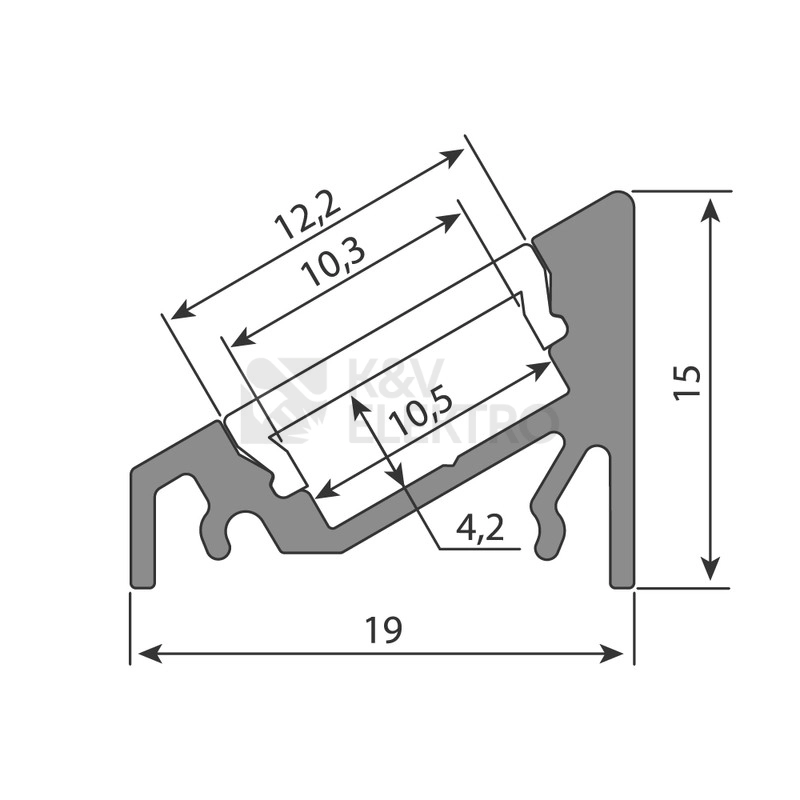 Obrázek produktu Rohový hliníkový profil McLED RN 19x15mm s mléčným difuzorem 2m ML-761.092.02.2 2