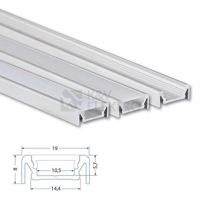 Obrázek produktu Přisazený hliníkový profil McLED PE 19x8mm s čirým difuzorem 2m ML-761.097.02.2 0