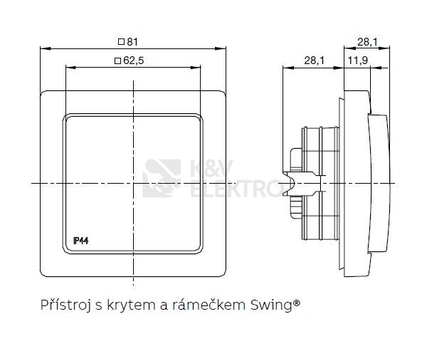 Obrázek produktu ABB Swing (L) zásuvka IP44 jasně bílá 5518G-A02989 B1 s průhledným víčkem 1