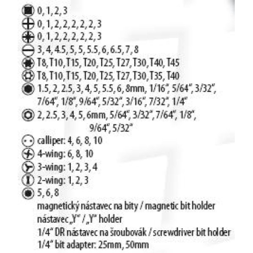 Sada bitů Festa S2 červená 463200 100ks bitů