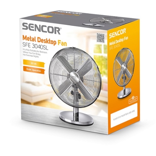 Kovový stolní ventilátor SENCOR SFE 3040SL stříbrná