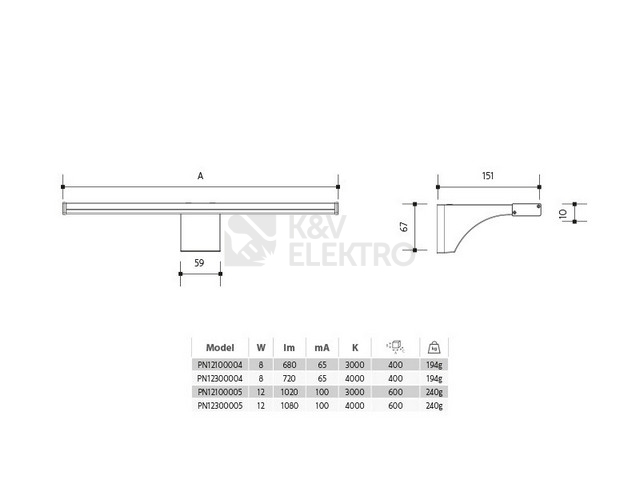 Obrázek produktu  Koupelnové nástěnné LED svítidlo Panlux ELESAR PN12300005 12W IP44 4000K stříbrná 4