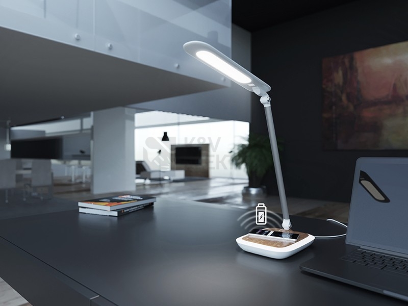 Obrázek produktu Stolní LED lampička DIPLOMAT s bezdrátovým nabíjením tmavé dřevo Panlux PN15300016 2
