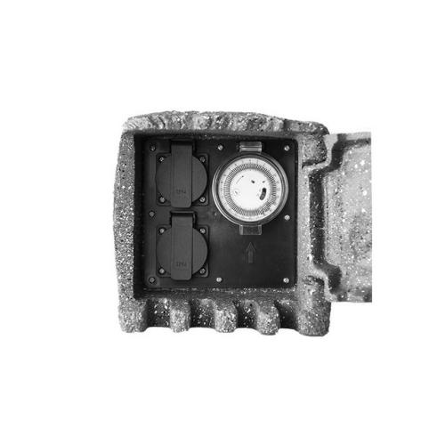 Zahradní zásuvkový sloupek/kámen Panlux STONE 2ZT šedá 2x zásuvka + časovač PN42000003 (obrázek 9)