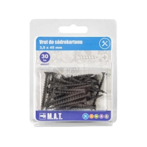 Vruty do sádrokartonu 3,5 x 45mm fosfátované hrubý závit (50ks)