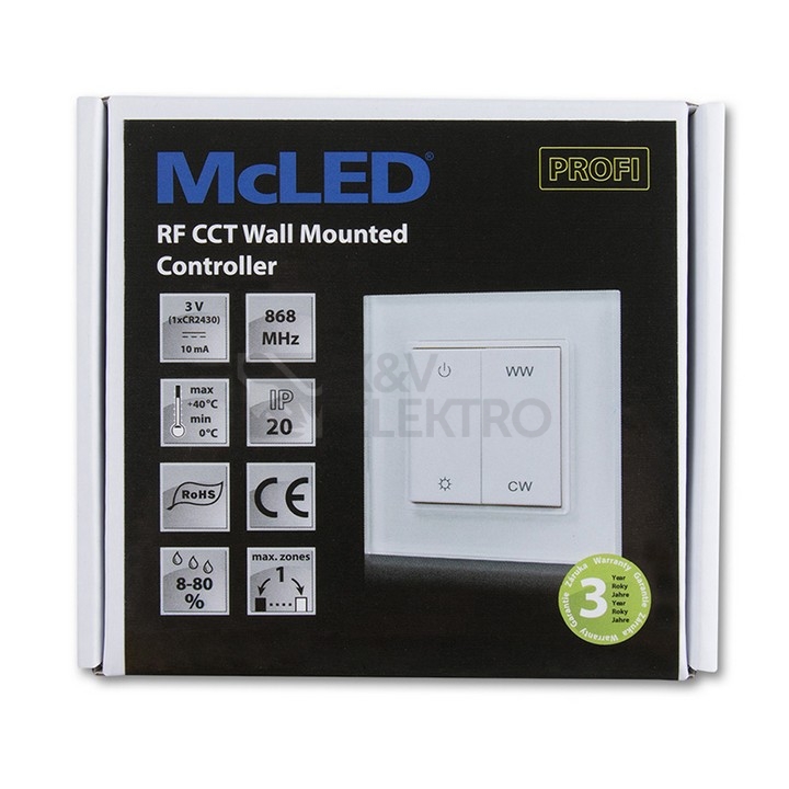 Obrázek produktu RF nástěnný ovladač CCT McLED ML-910.621.22.0 2