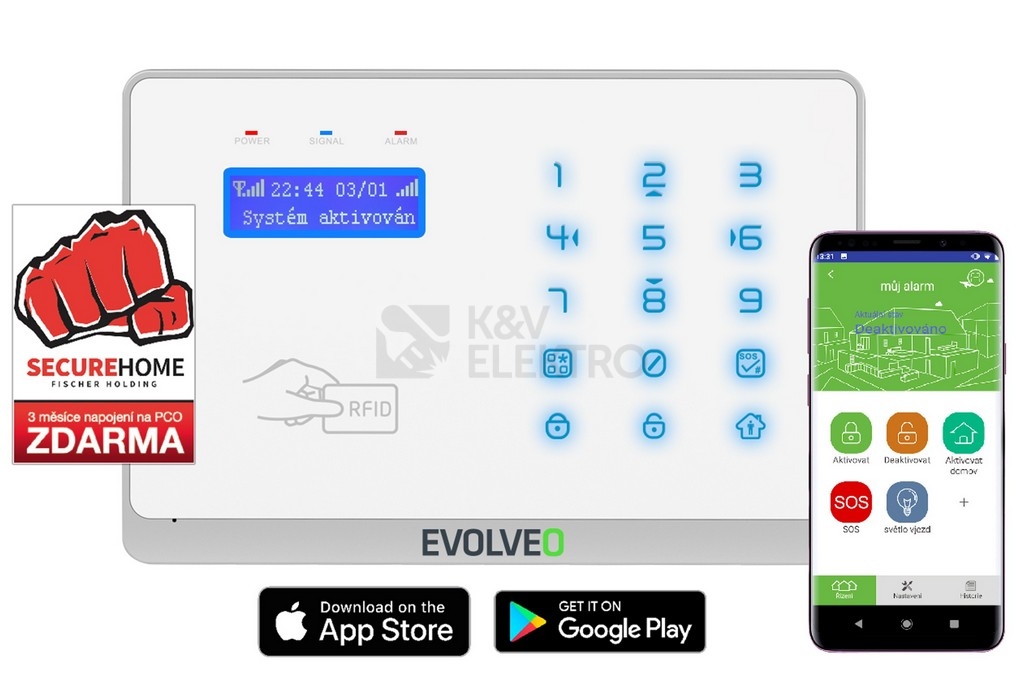 Obrázek produktu Bezdrátový WiFi&GSM alarm s čtečkou RFID EVOLVEO Salvarix ALM303 3