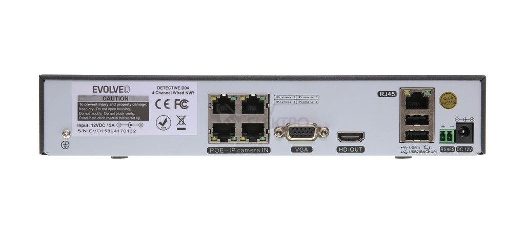 Obrázek produktu Kamerový systém EVOLVEO Detective D04_FHD 4-kanálový NVR + 4x kamera FHD IP65 4