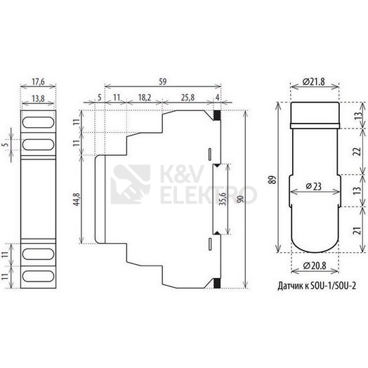 Obrázek produktu Soumrakový spínač ETI SOU-1/230V s čidlem 002470011 1