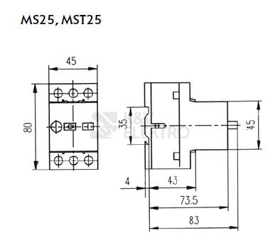 Obrázek produktu Motorový spouštěč ETI MS25-10 6,3-10,0A 004600100 2