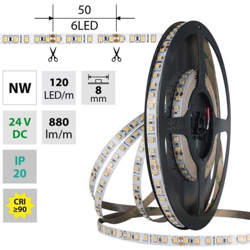 Levně LED pásek McLED 24V neutrální bílá CRI90 š=8mm IP20 9,6W/m 120LED/m SMD2835 ML-126.839.60.2