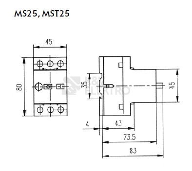 Obrázek produktu Motorový spouštěč ETI MS25-6,3 4,0-6,3A 004600090 2