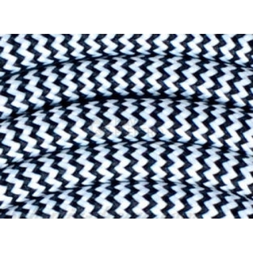 Textilní kabel H03VV-F 2x0,75 5m zigzag černo-bílá 24 (CYSY 2Dx0,75)
