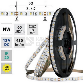 Obrázek produktu LED pásek McLED 12V neutrální bílá CRI90 š=8mm IP20 4,8W/m 60LED/m SMD2835 ML-121.830.60.2 0