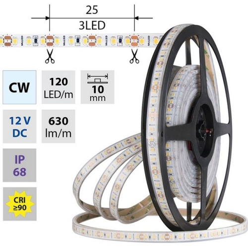 Levně LED pásek McLED 12V studená bílá š=10mm IP68 9,6W/m 120LED/m SMD2835 ML-121.866.60.0