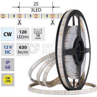 Obrázek produktu LED pásek McLED 12V studená bílá š=10mm IP68 9,6W/m 120LED/m SMD2835 ML-121.866.60.0 0
