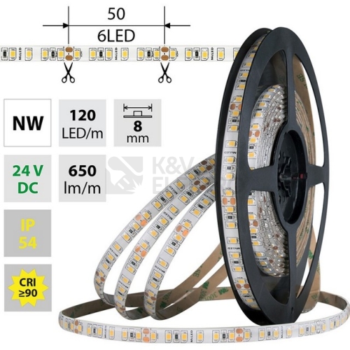  LED pásek McLED neutrální bílá 9,6W/m 24V CRI90 IP54 8mm ML-126.853.60.0