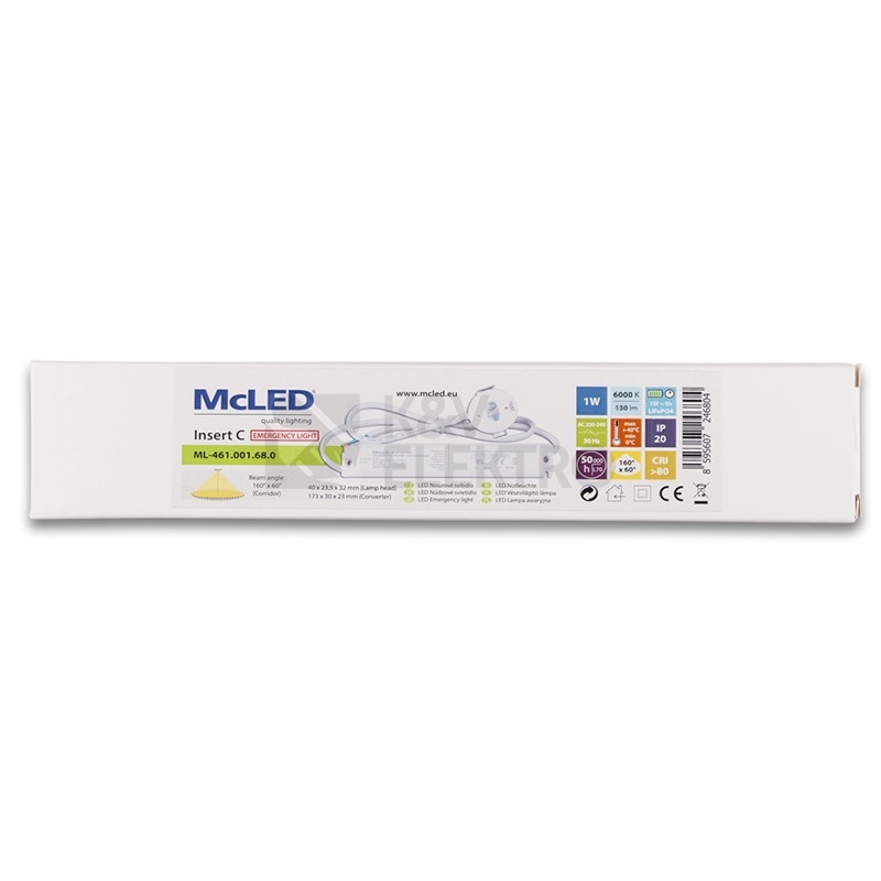 Obrázek produktu LED nouzové svítidlo McLED Insert C corridor 1,5Ah 3h 6000K ML-461.001.68.0 2